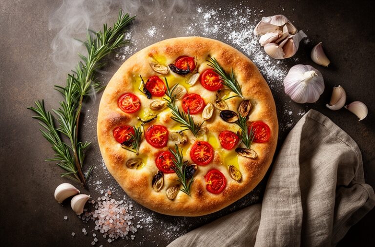 Perfect Rosemary Focaccia with Tomato & Garlic