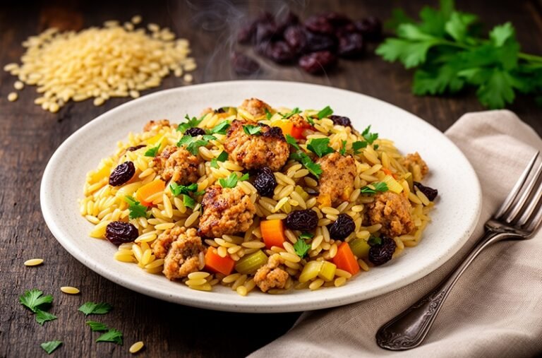 Herbed Orzo with Raisins and Italian Sausage
