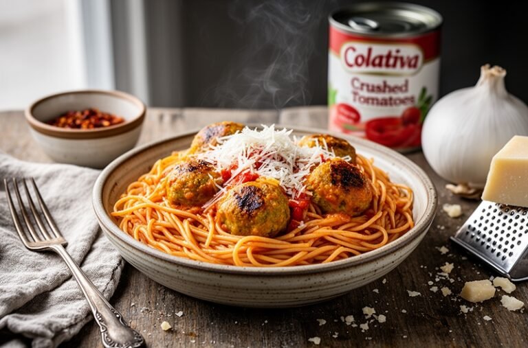 Festive Italian Pumpkin Spaghetti & Meatballs