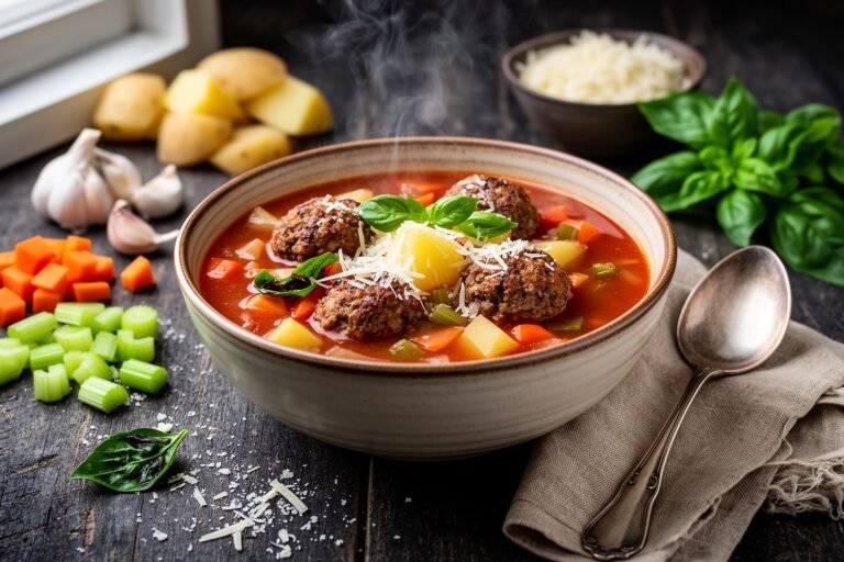 Hearty Italian Meatball and Potato Soup
