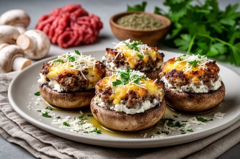 Wagyu Beef Italian Sausage Stuffed Mushrooms