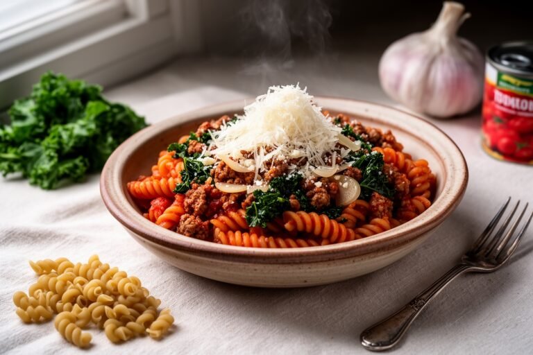 Hearty Rustic One-Pot Italian Sausage & Kale Pasta