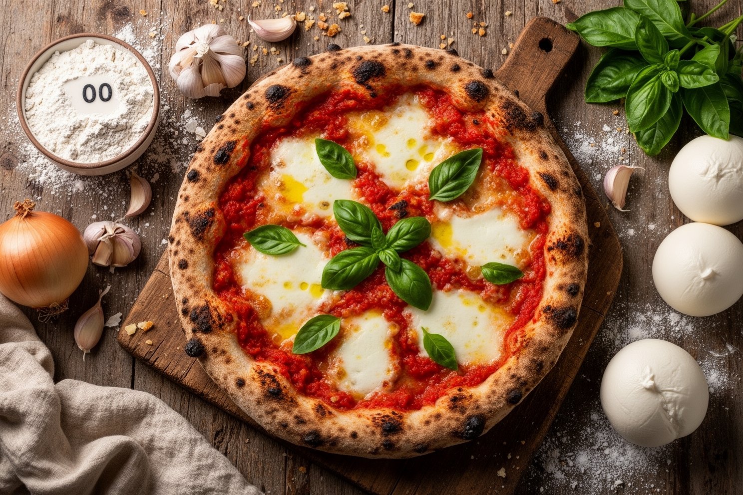Close-up of italian pizza, pizza dogh recipe, classic margherita pizza - Authentic Italian Cuisine by Gustoli