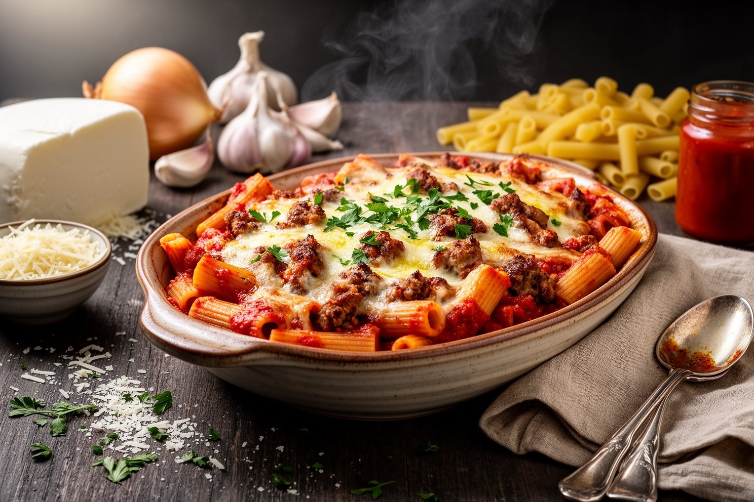 cheesy-pasta-al-forno-with-italian-sausage - Authentic Italian Cuisine by Gustoli
