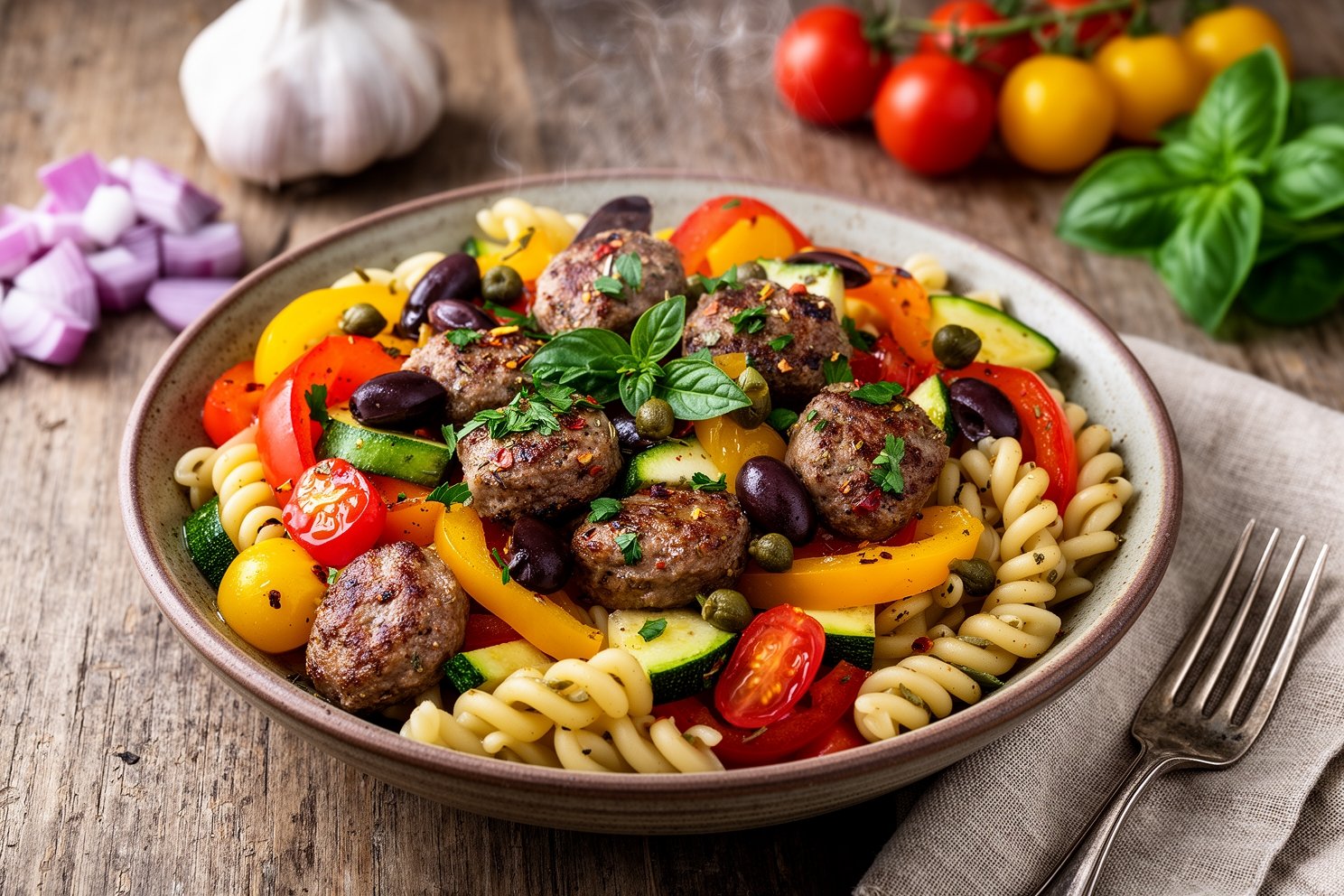 roasted-italian-sausage-veg-and-pasta - Authentic Italian Cuisine by Gustoli