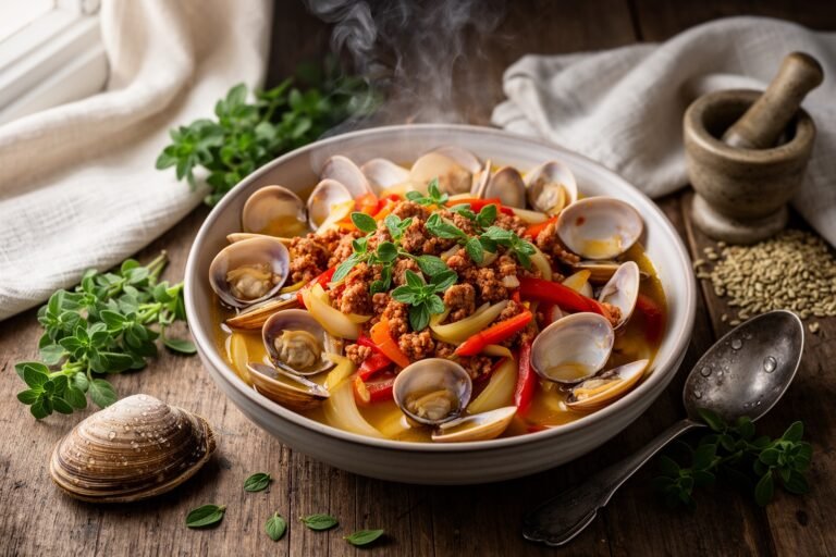 Steamed Clams with Spicy Italian Sausage and Fennel
